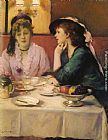 Fernand Toussaint Confidences Au Dejeuner painting